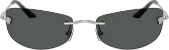 Versace VE2279143687 Rectangle Rimless Sunglasses - Silver
