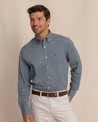 Southern Tide Gordon Tartan Charleston Sport Shirt In Salt Meadow
