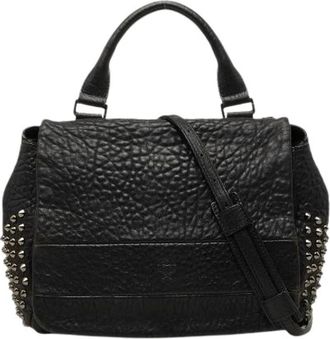 MCM Pre-owned Studs Leather 2way Bag - Dames - Vintage Handtas - Zwart - ONE Size - Leer - Vintage