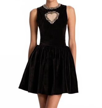 Alice & Olivia Ella Velvet Mini Dress In Black
