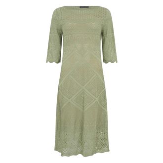 Alberta Ferretti Midi Jurk met Wijde Halslijn - Dames - Casual kleedjes - Groen - S - Katoen - Kleedjes
