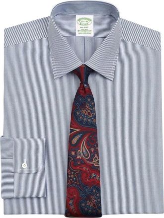 Brooks Brothers Milano Slim-fit Non-iron Overhemd - Heren - Zakelijke Overhemden - Blauw - XS - Katoen - Overhemden