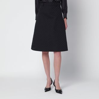 Gucci Gonna midi nera in misto cotone GG