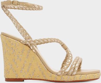 Alexandre Birman 100mm Elba Braided Leather Wedge Sandals