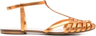 Anna F. 512 leather T-bar sandals - women - Nappa Leather/Calf Leather/Calf Leather - 38 - Orange
