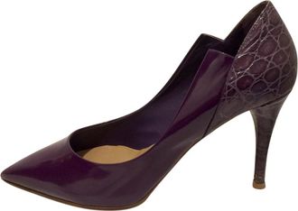 Chlo&eacute; Croc Embossed Patent Leather Pumps Size 36