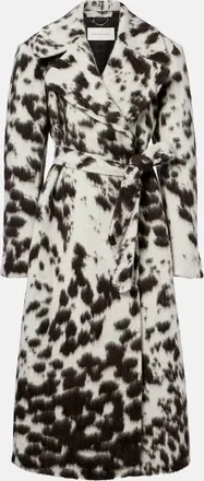 Dries Van Noten Cow-print wool and alpaca-blend coat