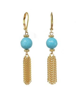 Rachel Reinhardt Jewelry 14K Plated Turquoise Fringe Earrings