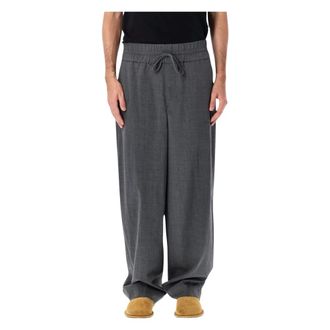 Ami Wollen broek met elastische tailleband - Heren - Broeken - Grijs - Maat: S Wol