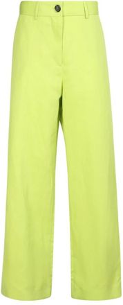 Msgm High-Waist Wide-Leg Broeken - Dames - Wijde Broeken - Groen - XS - Linnen - Broeken