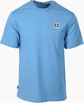 Aquascutum Mens AQUASCUTUM CLUB CHECK BADGE T-SHIRT AVIO - Blue - Size: 44