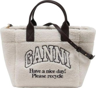 Ganni Fleece Tote Bag - Dames - Shoppers - Wit - ONE Size - Tassen