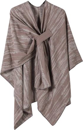 Generic Womens Poncho Cape Shawls and Wraps Reversible Oversized Shawls with Loop On The Chest Elegant Knitted Cape Blanket Front Wrap Cardigan Scarf Coat for