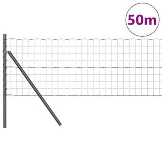 Berkfield Home Traditional Euro Fence with 13 Posts 0.6x50 m Galvanised Steel in Grey in Dark Grey