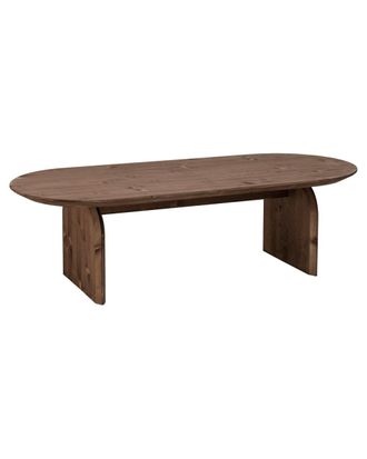 Deco Wood Mesa de centro ovalada de madera maciza en tono nogal de 100x35cm