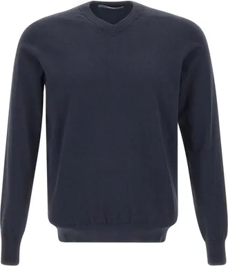 People of Shibuya Truien & Vesten, Heren, Blauw, S, Katoen, Semi Brighton V-hals Gebreid
