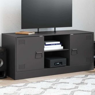 vidaXL Mueble Para Tv De Acero Negro 99x39x44 Cm Vidaxl