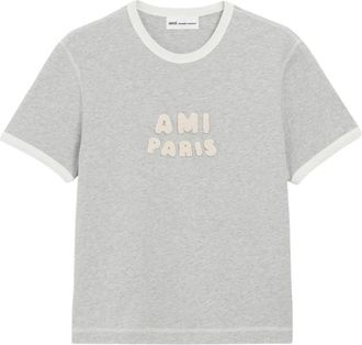 Ami Logo Patch T-Shirt - unisex - T-shirts - Grijs - L - Katoen - Tops