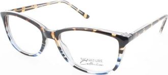 Signature Ladies Blue Rectangular Eyeglass Frames S7006TortToBlueStripe51