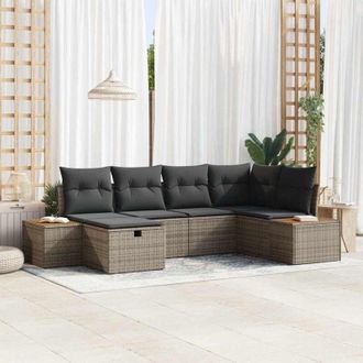vidaXL Vidaxl - Conjunto De Sof&aacute; De Jard&iacute;n 6 Pcs Gris 55 X 62 X 69 Cm Polirat&aacute;n