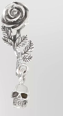 Emanuele Bicocchi drop style rose skull earrings