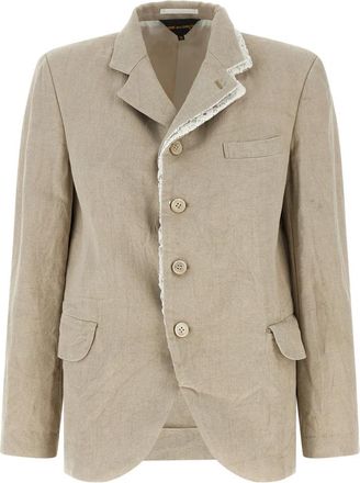 Comme Des Gar&ccedil;ons Chevron Linnen Blazer - Dames - Blazers - Beige - M - Linnen - Jassen