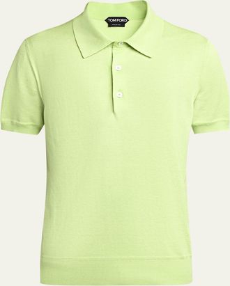 Tom Ford Mens Classic-Fit Cotton Knit Polo Shirt