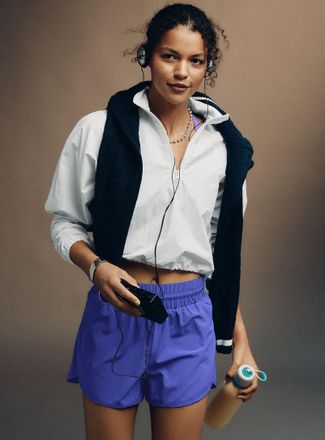 I.FIV5 Womens Crisp nylon cropped Windbreaker Jacket Anorak Jacket