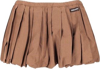Miu Miu Brown Checks Mini Skirt