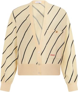 Versace Intarsia Gestreepte Vest - Dames - Vesten - Geel - XS - Wol - Truien & Vesten