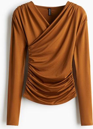 H&M Drapiertes Jerseyshirt - Beige