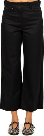 Max Mara Beige Katoenen Wijde Pijp Broek - Dames - Wijde Broeken - Zwart - XL - Katoen - Broeken