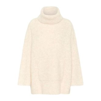 Part Two Birch Melange Poncho Stijlvol Comfortabel Gelaagdheid - Dames - Coltruien - Beige - XL - Wol - Truien & Vesten