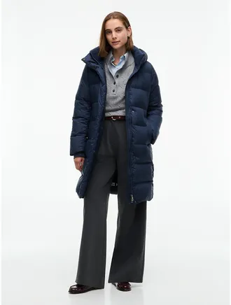 Tommy Hilfiger Womens Water-Repellent Down Puffer Coat - Navy - XXS