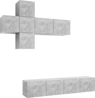 vidaXL Set De Muebles De Sal&oacute;n 7 Pzas Madera Ingenier&iacute;a Gris Hormig&oacute;n Vidaxl