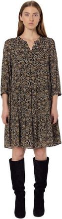 Gerard Darel Lyne V-Neck Printed Dress in Medium Khaki at Nordstrom, Size Small