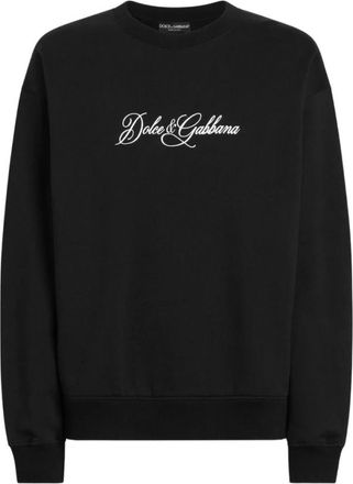 Dolce & Gabbana Sweatshirt met print en borduurwerk - Heren - Sweatshirts - Zwart - XL - Katoen - Hoodies & sweatvesten