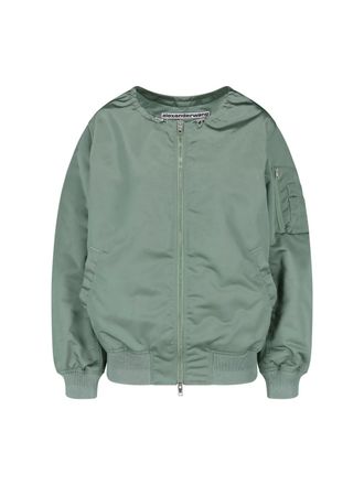 Alexander Wang Green Drawstring Collar Bomber Jacket
