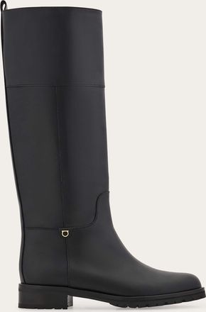 Ferragamo Women Knee high Gancini ornament boot Black Size 10.5