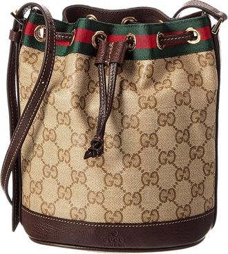 Gucci Gg Web Mini Gg Coated Canvas & Leather Bucket Bag