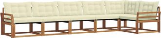 vidaXL Conjunto De Sof&aacute;s De Exterior 6 Uds. Natural Y Crema Vidaxl