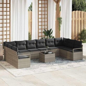 vidaXL Vidaxl - Conjunto De Sof&aacute; De Jard&iacute;n Con Coj&iacute;n 11 Pcs Gris Claro