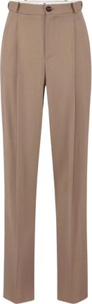 Elisabetta Franchi Pantaloni in gabardina con pinces - Dames - Wijde Broeken - Beige - XS - Broeken