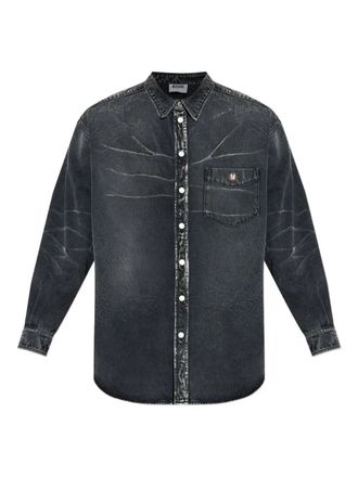 Moschino Denim overhemd met logopatch - Grijs