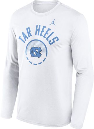 Nike Jordan Mens North Carolina Courtside Jordan Brand Dri-FIT College Long-Sleeve T-Shirt in White | 0JTJ10ANCN-FFP