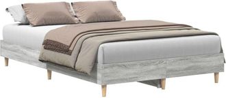 vidaXL Bed Frame Grey sonoma 120 x 190 cm Engineered wood Vidaxl