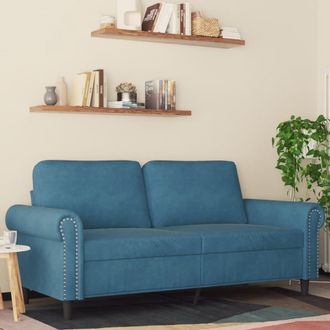 vidaXL Sof&aacute; De 2 Plazas Terciopelo Azul 140 Cm Vidaxl