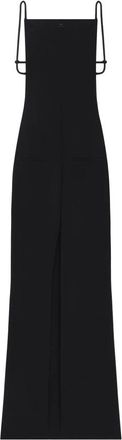 Courr&egrave;ges Zwarte Rugloze Gedrapeerde Logo Jurk - Dames - Maxi kleedjes - Zwart - S - Kleedjes