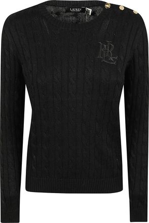 Ralph Lauren Cable-Knit Cotton Button-Placket Sweater