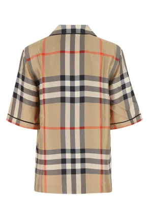 Burberry Womens Printed Satin Shirt A7028 Exterior: Silk Camicie